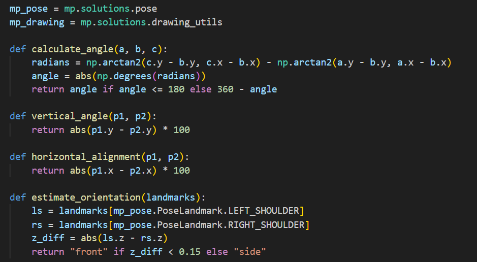 Pose geometry utility code for AI Personal Trainer