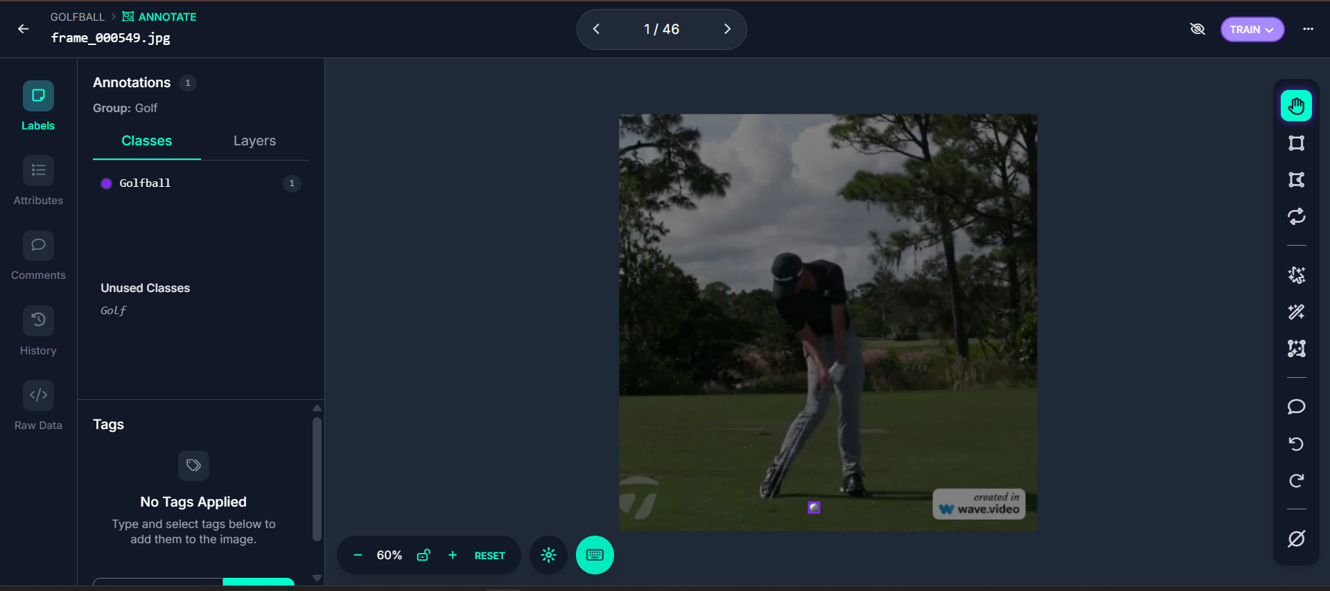 Roboflow golf ball labelling dataset